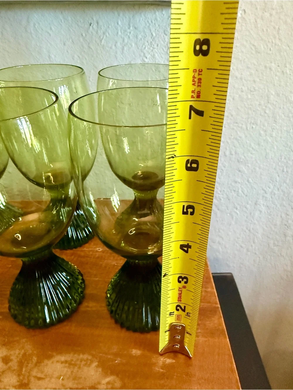 MCM Vintage Lenox Tempo Emerald Green Handblown Crystal Glasses - Set of 12
